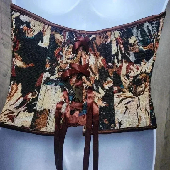 Monet oil painting Inspired Corset with Hooks, Body Sculpting Fishbone Structure - Picture 2 of 9